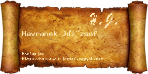 Havranek József névjegykártya